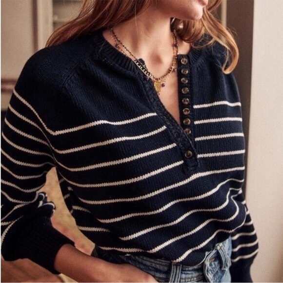 Sezane Sweaters - Sezane Leontine Jumper Pullover Sweater Navy/Ecru